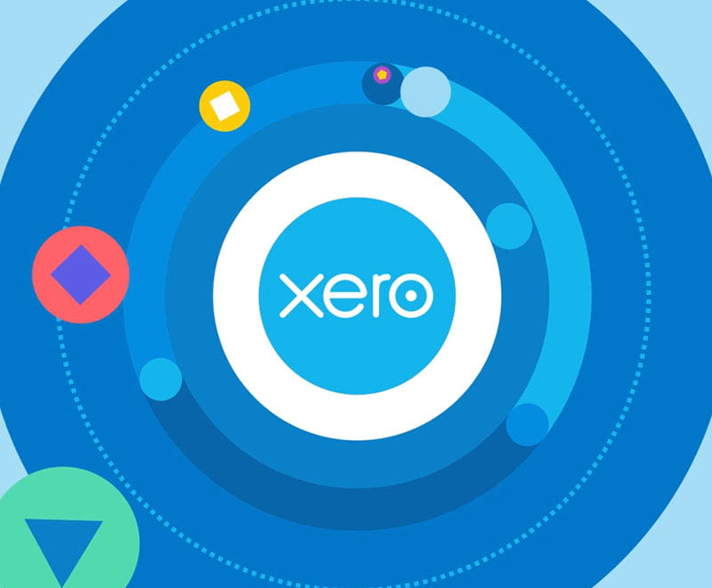 Xero accounting software logo in blue circles